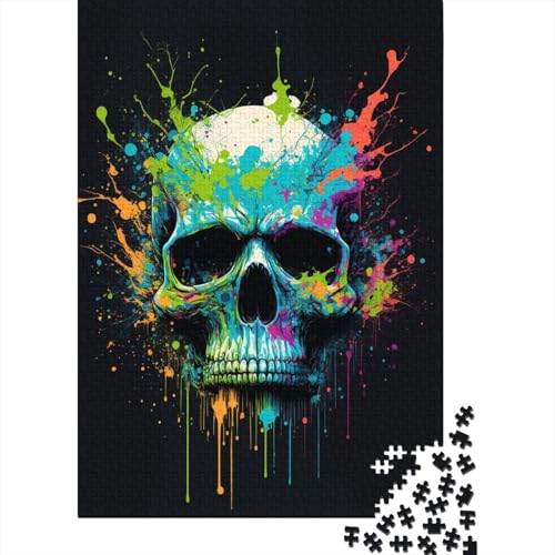 Puzzle mit 1000 Teilen, Totenkopf, bunt, für Kinder, kreatives rechteckiges Puzzle, Gehirntraining, Herausforderungsspiel, Geschenk, 1000 Stück (75 x 50 cm) von WXMMoney