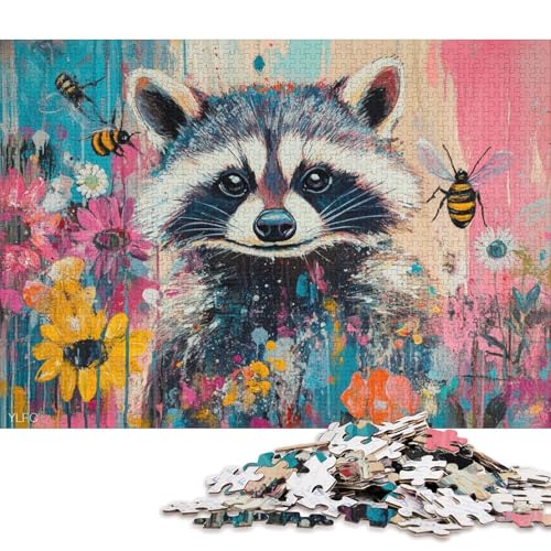 Puzzle mit 1000 Teilen, Weihnachts-Waschbär, Puzzle für Erwachsene, Holzpuzzle, pädagogisches Stressabbau-Spielzeug, Puzzle, 1000 Stück (75 x 50 cm) von WXMMoney