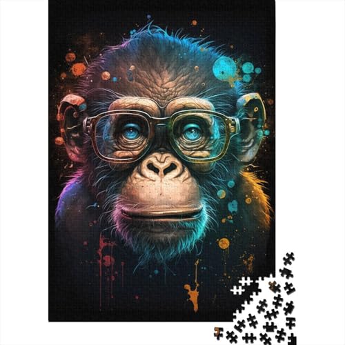 Puzzle mit 300 Teilen, AFFE mit Brille, Puzzle für Kinder, Denkspiel, Puzzlespielzeug für Kinder, 300 Teile (40 x 28 cm) von WXMMoney