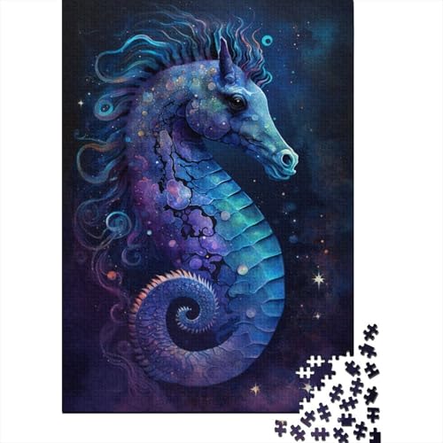 Puzzle mit 500 Teilen, Motiv: Tiere, Galaxie, Seepferdchen, kreatives rechteckiges Puzzle, Puzzlespiel, Denksportaufgabe, Spielzeug, 500 Teile (52 x 38 cm) von WXMMoney