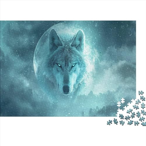 Puzzles für Erwachsene, 1000 Teile, Wolfsmond, kreative Holzpuzzles, praktisches Spiel, Familiendekoration, 1000 Teile (75 x 50 cm) von WXMMoney