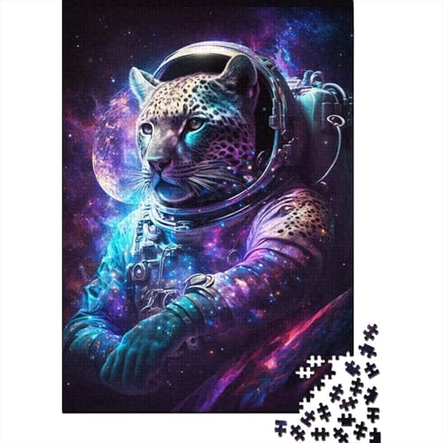 Rechteckiges Puzzle für Kinder mit 300 Teilen, Astronauten-Leopard, kreatives Puzzle, Herausforderungsspielzeug, Puzzles für Kinder, 300 Stück (40 x 28 cm) von WXMMoney