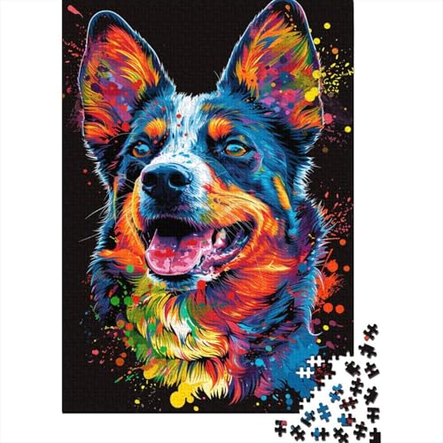 Rechteckiges Puzzle mit 1000 Teilen für Kinder, Australian Cattle Dog Art, kreatives Puzzle, Herausforderungsspielzeug, Puzzle für Kinder, 1000 Stück (75 x 50 cm) von WXMMoney