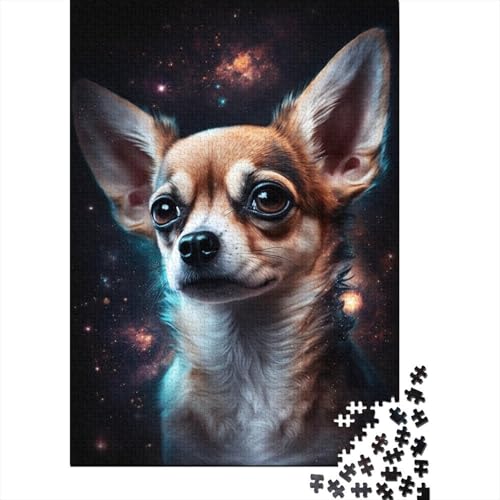 Rechteckiges Puzzle mit 1000 Teilen für Kinder, Galaxie, bunter Chihuahua, kreatives Puzzle, Herausforderungsspielzeug, Puzzles für Kinder, 1000 Stück (75 x 50 cm) von WXMMoney