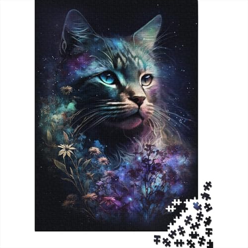 Rechteckiges Puzzle mit 1000 Teilen für Kinder, Weltraumkatze, kreatives Puzzle, Herausforderungsspielzeug, Puzzles für Kinder, 1000 Stück (75 x 50 cm) von WXMMoney