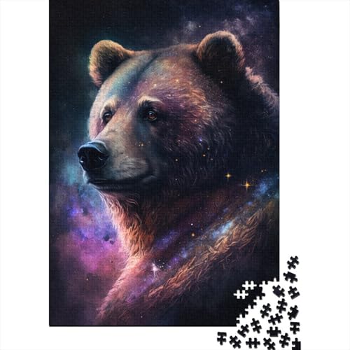 Rechteckiges Puzzle mit 1000 Teilen für Kinder, Weltraumkunst, Braunbär, kreatives Puzzle, Herausforderungsspielzeug, Puzzles für Kinder, 1000 Stück (75 x 50 cm) von WXMMoney