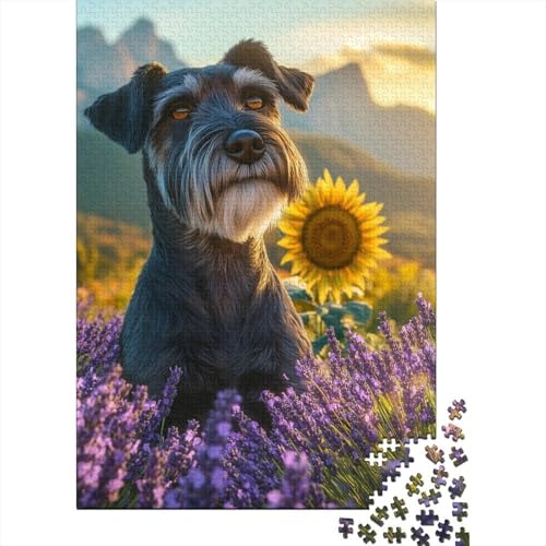 Schnauzer-Puzzles 1000 Holzpuzzles Kinder Puzzle Familienspiel Spielzeug 1000 Teile (75 x 50 cm) von WXMMoney