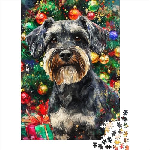 Schnauzer-Puzzles 1000 Holzpuzzles Kinder Puzzle Familienspiel Spielzeug 1000 Teile (75 x 50 cm) von WXMMoney