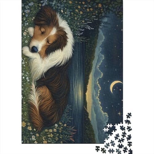 Shetland Sheepdog Puzzle 500 Teile für Kinder, Puzzle für Kinder, 500-teiliges Puzzle, Lernspiele, 500 Teile (52 x 38 cm) von WXMMoney