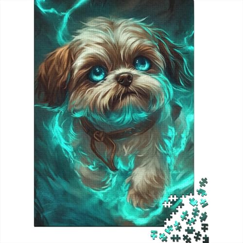 Shih Tzu-Holzpuzzle für Kinder 500 Teile, Puzzle für Erwachsene, Familienspiele, Puzzle, Wanddekoration, 500 Teile (52 x 38 cm) von WXMMoney