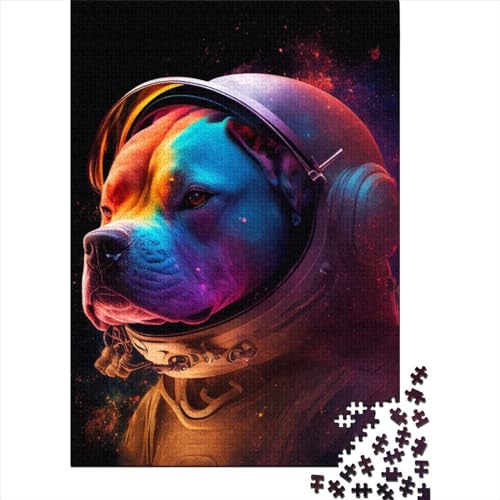 Space Pitbull Puzzle, 300-teiliges Puzzle für Erwachsene, Holzpuzzle, Puzzles für Erwachsene, Puzzles für Erwachsene, 300 Teile (40 x 28 cm) von WXMMoney