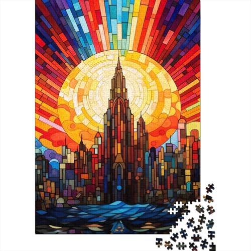 Stadtbild-Puzzle, farbenfrohes Regenbogen-Puzzle, 300 Teile, Puzzle für Kinder, Denkspiel, Puzzle-Spielzeug für Kinder, 300 Teile (40 x 28 cm) von WXMMoney