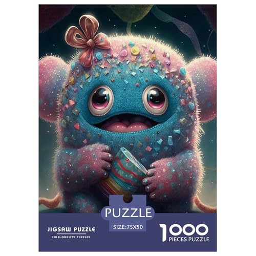 Süße Monster-Puzzles für Erwachsene und Jugendliche. Holzpuzzles für Erwachsene und Jugendliche. Nachhaltiges Puzzle für Erwachsene | Spiele 1000 Teile (75 x 50 cm) von WXMMoney