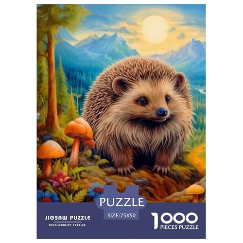 Süßes Igel-Puzzle mit 1000 Teilen für Erwachsene und Teenager. Puzzle für Erwachsene, Puzzles für Erwachsene, Puzzles für Erwachsene und Teenager, 1000 Teile (75 x 50 cm) von WXMMoney