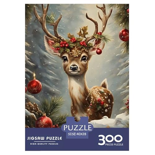 Süßes Weihnachtspuzzle mit Elchmotiv, 300 Teile, für Erwachsene und Teenager. Puzzles für Erwachsene und Teenager, Erwachsene ab 14 Jahren. 300 Teile (40 x 28 cm) von WXMMoney