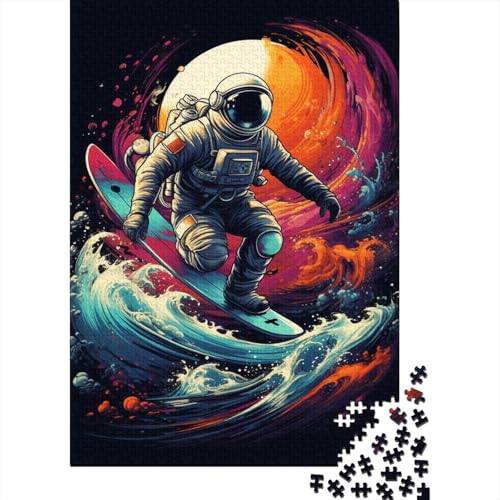 Surfende Astronauten-Puzzles 300 Teile Puzzle für Kinder, Denkspiel, Puzzlespielzeug für Kinder, 300 Teile (40 x 28 cm) von WXMMoney