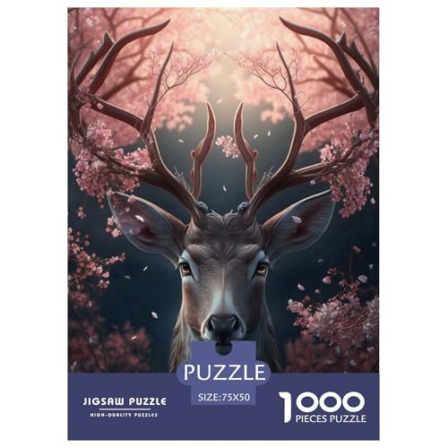 Tierkunst-Elch, 1000-teiliges Puzzle für Teenager, Geschenke, Holzpuzzle, Puzzle für Erwachsene, Lernspiele für zu Hause, DIY-Spielzeug, 1000 Teile (75 x 50 cm) von WXMMoney