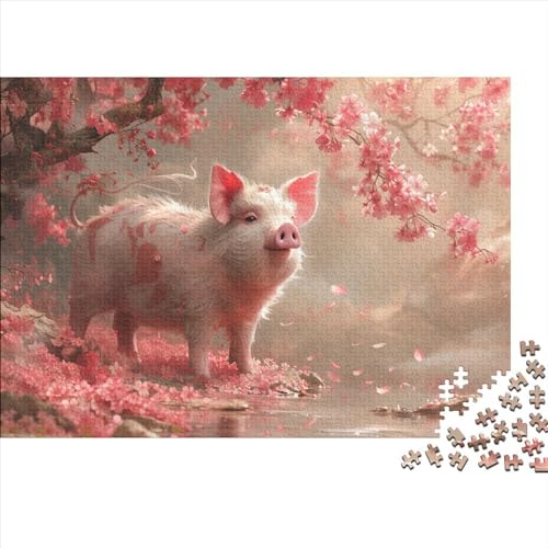 Unmögliche Puzzles für Erwachsene, Kunstschwein, 1000 Teile, Holzpuzzle, Geschenke für Kinder und Erwachsene, 1000 Teile (75 x 50 cm) von WXMMoney