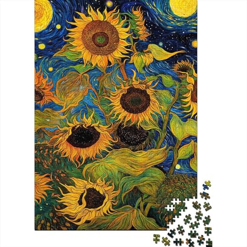 Unmögliches Puzzle für Erwachsene, farbenfrohe Sonnenblumenkunst, 300-teiliges Puzzle aus Holz, Geschenke für Kinder, 300 Teile (40 x 28 cm) von WXMMoney