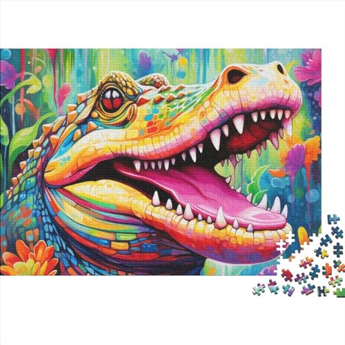 WXMMoney 1000-teiliges Puzzle Bunte Nilkrokodile Puzzles für Erwachsene Holzspiele Puzzle-Herausforderungsspielzeug Weihnachts- und Geburtstagsgeschenke 1000 Stück (75 x 50 cm) von WXMMoney