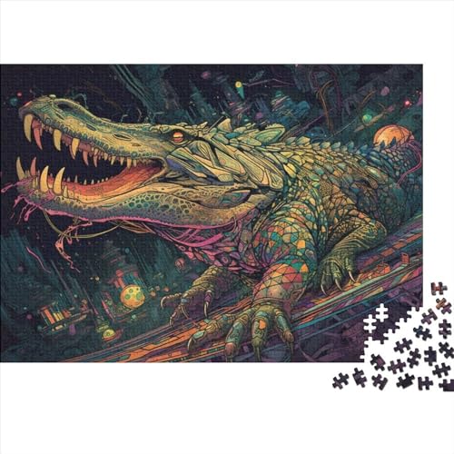 WXMMoney 300-teiliges Puzzle, Krokodile, Puzzles für Erwachsene, Holzspiele, Puzzle-Herausforderungsspielzeug, Weihnachts- und Geburtstagsgeschenke, 300 Teile (40 x 28 cm) von WXMMoney