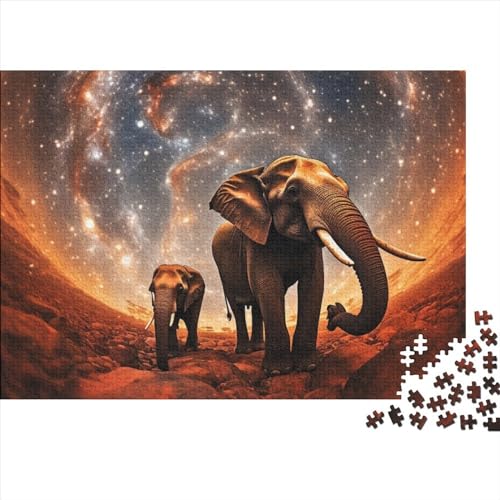 WXMMoney 500-teiliges Puzzle Galaxien Elefanten Puzzles für Erwachsene Holzspiele Puzzle-Herausforderungsspielzeug Weihnachts- und Geburtstagsgeschenke 500 Stück (52 x 38 cm) von WXMMoney