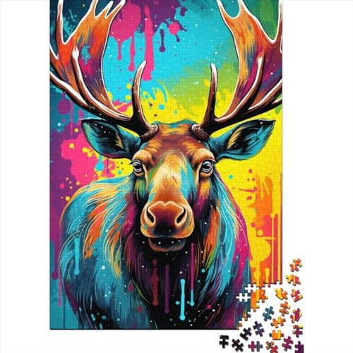 WXMMoney Art Animal Elk Puzzle 1000 Teile Erwachsener Kniffel Spaß Für Die Ganze Familie - Abwechslungsreiche 1000 Puzzleteilige Motive Puzzlespiel Erwachsene, Puzzel 1000pcs (75x50cm) von WXMMoney