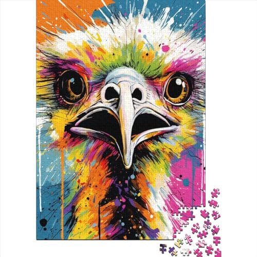 WXMMoney Artistic Ostrich Puzzlespiel 1000 Teile, Puzzle Erwachsene 1000 Teile, Impossible Puzzle Geschicklichkeitsspiel Für Die Ganze Familie, Puzzle Erwachsene 1000 Teile Puzzel 1000pcs (75x50cm) von WXMMoney