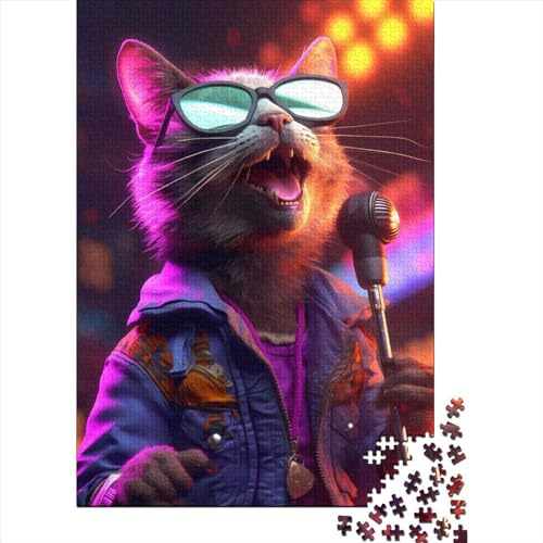 WXMMoney Cat Singer Puzzle 1000 Teile,für Erwachsene, Impossible Puzzle,farbenfrohes Legespiel,Geschicklichkeitsspiel Für Die Ganze Familie,Erwachsenenpuzzle Puzzel 1000pcs (75x50cm) von WXMMoney