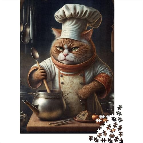 WXMMoney Chef Cat Puzzle 1000 Teile,für Erwachsene, Impossible Puzzle,farbenfrohes Legespiel,Geschicklichkeitsspiel Für Die Ganze Familie,Erwachsenenpuzzle Puzzel 1000pcs (75x50cm) von WXMMoney