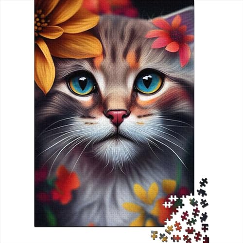 WXMMoney Cute Cat Face Flowers Puzzle 1000 Teile,Puzzle Für Erwachsene, Impossible Puzzle,Puzzle Farbenfrohes Legespiel,Geschicklichkeitsspiel Für Die Ganze Familie Puzzel 1000pcs (75x50cm) von WXMMoney