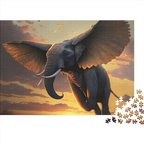 WXMMoney Elefant fliegendes 300-teiliges Puzzle für Erwachsene, Jugendliche und Puzzles, 300-teiliges Familienspiel, Puzzle-Herausforderungsspielzeug, 300 Teile (40 x 28 cm) von WXMMoney