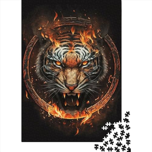 WXMMoney Fire Tiger Head 1000 Teile, Impossible Puzzle,Geschicklichkeitsspiel Für Die Ganze Familie, Erwachsenenpuzzle Ab 14 Jahren Puzzel 1000pcs (75x50cm) von WXMMoney