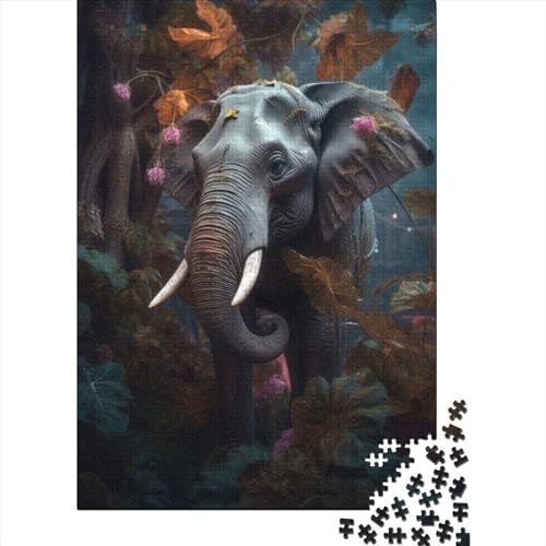 WXMMoney Floral Magical Elephant Puzzle 500 Teile Puzzle Erwachsene Schwieriges Schwer Puzzle Für Erwachsene Und Kinder Ab 14 Jahren Puzzel 500pcs (52x38cm) von WXMMoney
