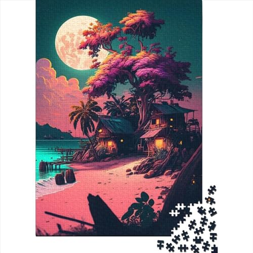 WXMMoney Hut_On_The_Beach Puzzle 1000 Teile Erwachsener Kniffel Spaß Für Die Ganze Familie - Abwechslungsreiche 1000 Puzzleteilige Motive Puzzle Erwachsene, Puzzel 1000pcs (75x50cm) von WXMMoney