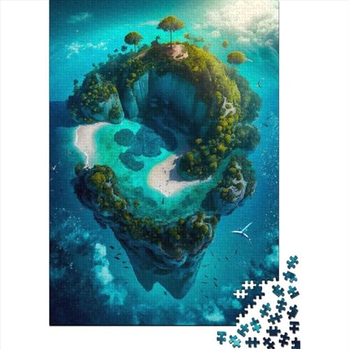 WXMMoney Island_in_The_Middle_sea Puzzle 1000 Teile Erwachsener Kniffel Spaß Für Die Ganze Familie - Abwechslungsreiche 1000 Puzzleteilige Motive Puzzle Erwachsene, Puzzel 1000pcs (75x50cm) von WXMMoney