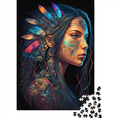 WXMMoney Native American Princess Puzzle 300 Teile,für Erwachsene, Impossible Puzzle,farbenfrohes Legespiel,Geschicklichkeitsspiel Für Die Ganze Familie,Erwachsenenpuzzle Puzzel 300pcs (40x28cm) von WXMMoney