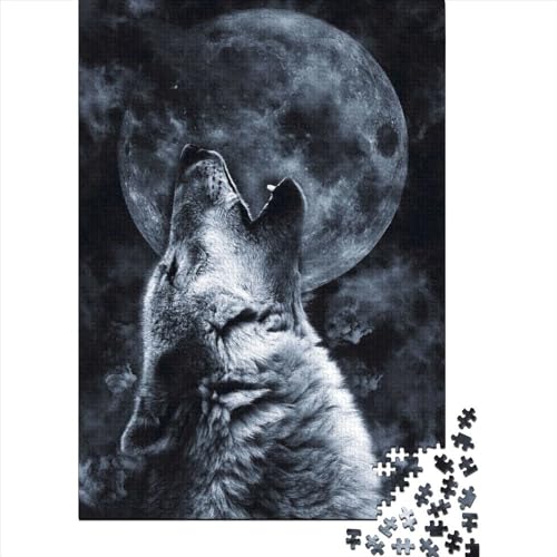 Wolf Moon Puzzle für Kinder, 500-teiliges Puzzle für Teenager, Holzpuzzle, Unterhaltungsspielzeug, 500 Teile (52 x 38 cm) von WXMMoney