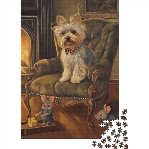 Yorkshire Terrier-Puzzle für Kinder, 1000-teiliges Puzzle für Holzpuzzle für Erwachsene, Puzzle, Lernspiele, 1000 Teile (75 x 50 cm) von WXMMoney