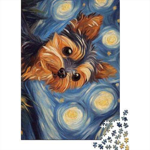 Yorkshire Terrier-Puzzle für Kinder, 1000-teiliges Puzzle für Teenager, Holzpuzzle, Unterhaltungsspielzeug, 1000 Teile (75 x 50 cm) von WXMMoney