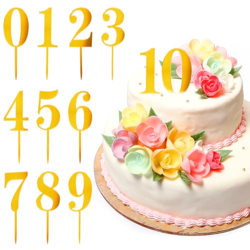 10 Stück Zahlen Tortendeko 0-9 Geburtstag Cake Topper Happy Birthday Personalisiert Kuchen Topper Gold Tortenaufsatz für Party Hochzeit Jubiläum Geburtstagsfeiern Muttertag alle ähnlichen Feiern von WY LIGHTING LEVEL