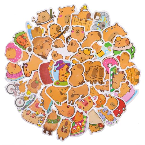 100 Stück Capybara Aufkleber Wasserschwein Vinyl Stickers Wasserdicht Ästhetisch Aufkleber für Jugendliche Kinder Erwachsene Wasserflaschen Laptop Telefon Gitarre Skateboard Computer Koffer Fahrrad von WY LIGHTING LEVEL