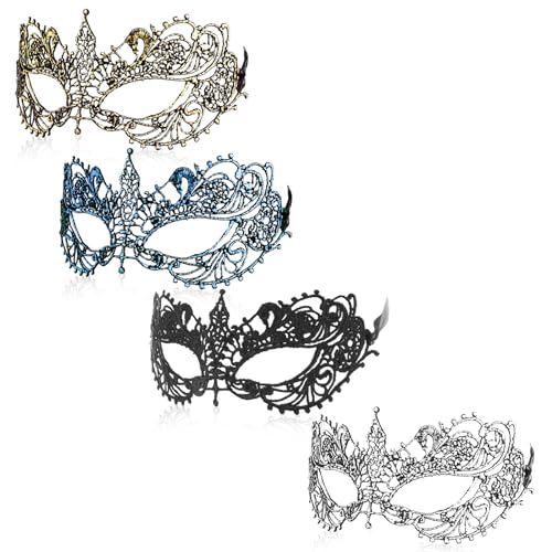 4 Stück Venezianische Maske für Damen, Spitze Maskerade Maske Sexy Augenmaske Weiche Partymaske für Abschlussball Karneval Party Kostüm Ball Cosplay Modeschauen Weihnachtsfeier Schulauftritte von WY LIGHTING LEVEL