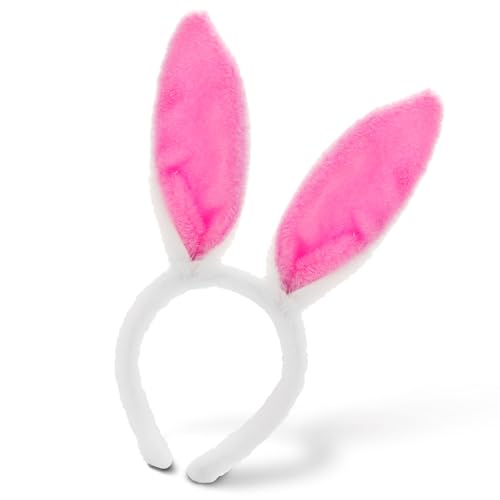 Hasenohren Haarreif, Ostern Hase Ohren Haarbänder Niedlich Plüsch Haarschmuck Kaninchen Stirnbänder Cosplay-Zubehör für Party Karneval Halloween Geburtstag Kostüm Cosplay Dekoration(Rosenrot) von WY LIGHTING LEVEL