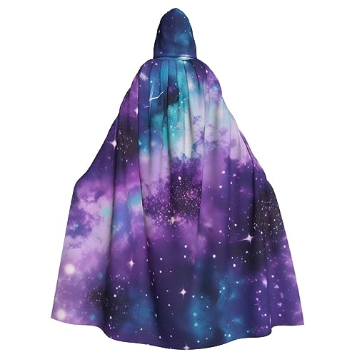 Farbenfroher lila-blauer Galaxie-Umhang für Erwachsene, Halloween, Umhang mit Kapuze, langes Hexenkostüm, Cosplay, Umhang, Zauberer-Umhang von WYCZHY