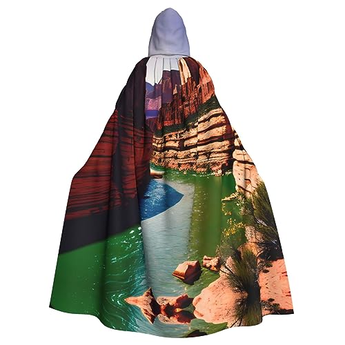 Grand Canyon Unisex-Erwachsenen-Halloween-Umhang mit Kapuze, langes Hexenkostüm, Cosplay, Umhang, Zauberer-Umhang von WYCZHY