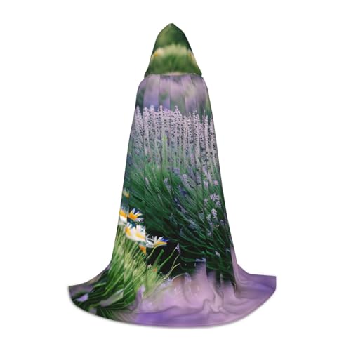 Kapuzenumhang mit Lavendel und Gänseblümchen, warm, lang, Cosplay-Kostüme, Oberbekleidung, Karneval, Hoodies, Capes von WYCZHY