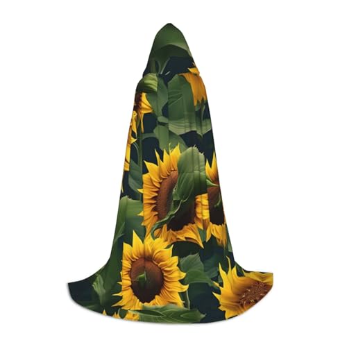 Kapuzenumhang mit Sonnenblumen-Motiv, Winter, warm, lang, Cosplay-Kostüme, Oberbekleidung, Karneval, Hoodies, Umhang von WYCZHY