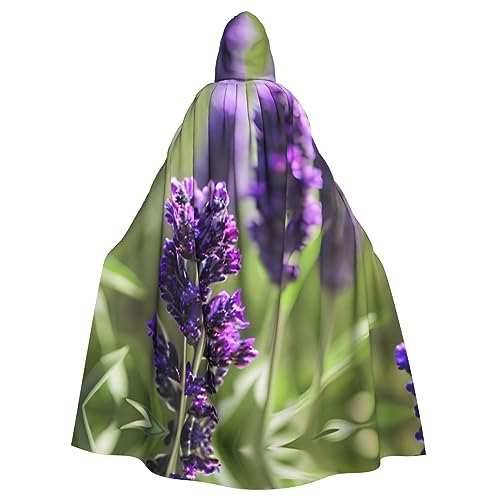 Lavendelfarbene Blumen, Unisex, für Erwachsene, Halloween-Umhang mit Kapuze, langes Hexenkostüm, Cosplay, Umhang, Zauberer-Umhang von WYCZHY