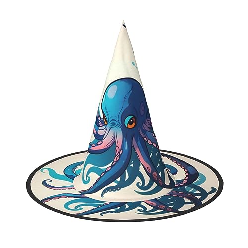 Oktopus-Hexenhut, 38,1 cm, großer Hexenhut für Hexenkostüm, Zaubererhut, Cosplay-Zubehör, Blau und Lila, 3 Stück von WYCZHY